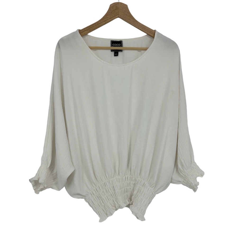 Coco Bianco White Ruched Stretch Blouse